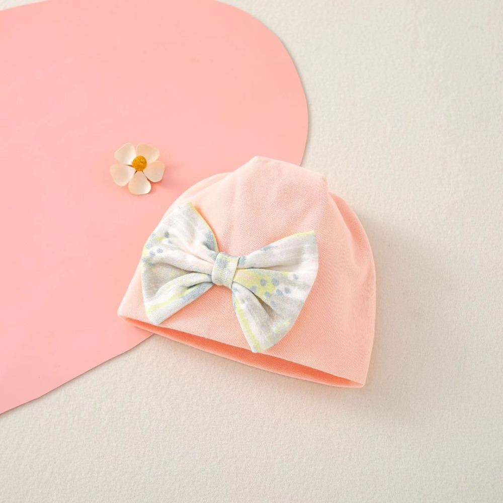 Cartoon Bear Baby Fetal Cap Print Infants Beanie Cap Windproof Newborn Hats  Hospital