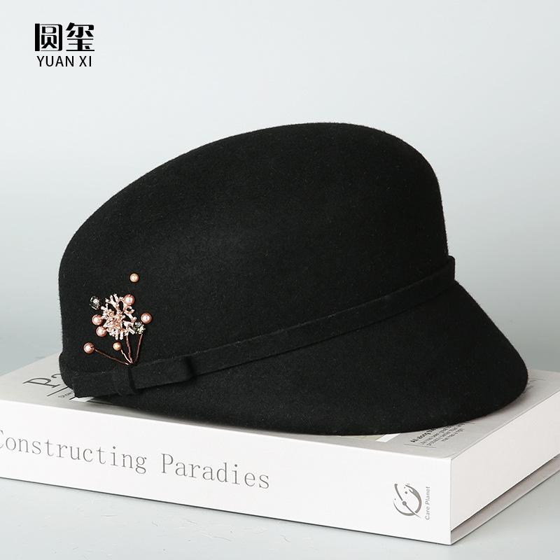 Hat Women's Autumn and Winter Wool Cap British Casual Wool Felt Hat Versatile Fashion Foreign Style Show Face Little Beret