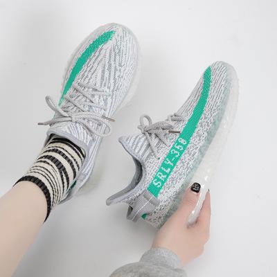 Couple Coconut Shoes Popcorn Bottom Fly-woven Sneakers Women's 2025 New Versatile Casual Running Shoes