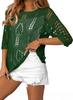 Women's Crochet Knit Hollow Short Sleeve Summer Top Beach Cover-Up