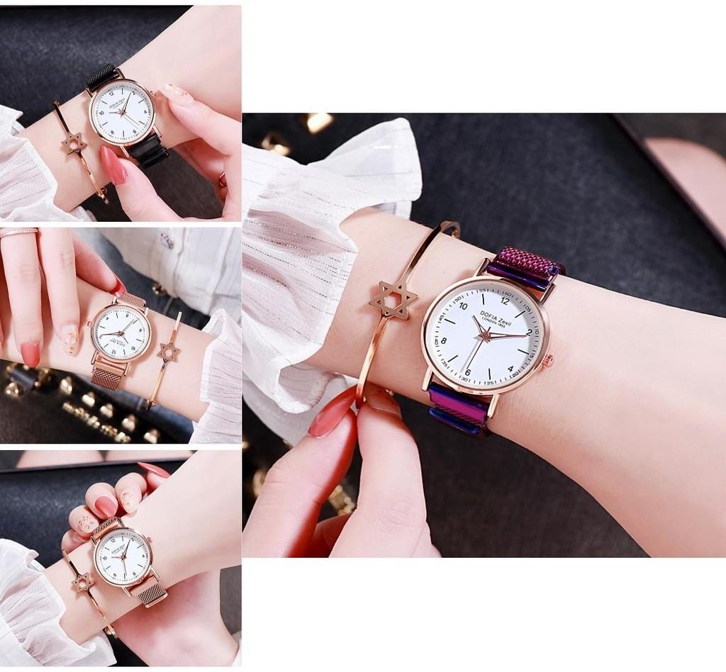 Fashionable Trendy Ladies' Night Light Watch Decorative Quartz Dial Casual Style Rose Gold Starry Sky Dial Non-waterproof