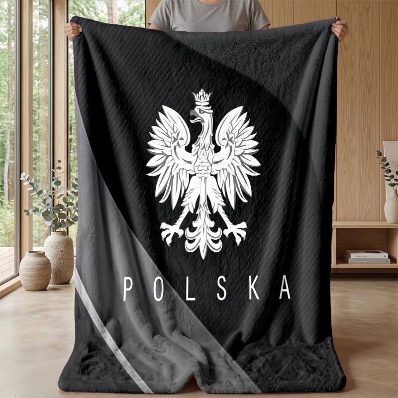 Poland Football Printed Flannel Blanket Skin Friendly Warm Decorative Throw for Indoor Couch Bed Daily Use