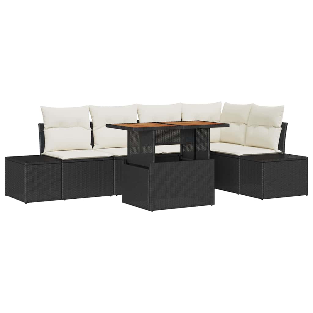 Garden Sofa Set with Storage 6 pcs Black Poly Rattan