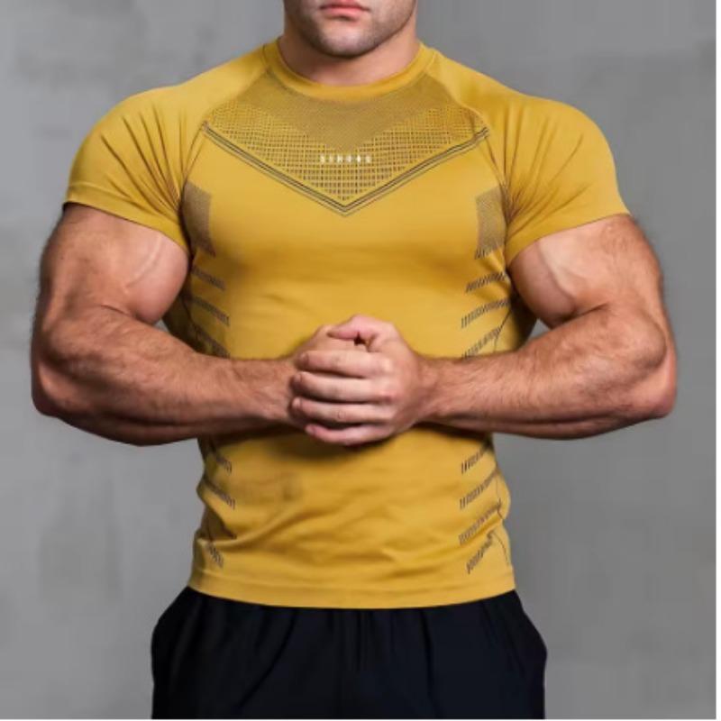 Crest Moda Heren Compressie T-shirt met Korte Mouwen, Ademend Mesh Naadloos Sport Top Voor Fitness Workout 5XL
