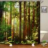 Forest Landscape Shower Curtain Garden 3D Green Plant Tree Natural Scenery Waterproof Polyester Bathroom Curtain Home Decor