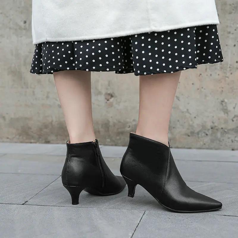 Fashion 2024 Spring Women Single Boots High Heels Dress Shoes Pointed Toe Boots Black Brown Woman Sexy Ankle Boots