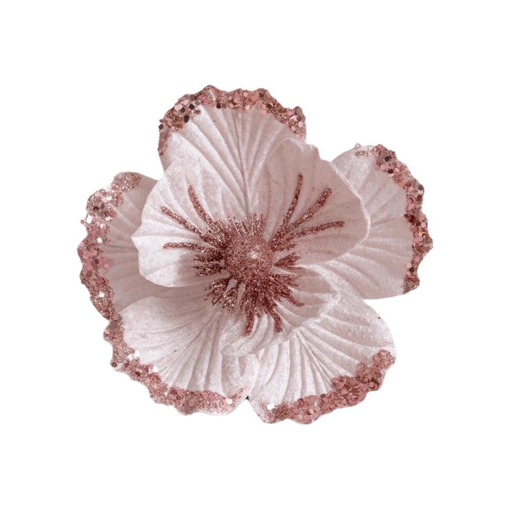 Glitter Finish Artificial Poinsettia Flowers 19cm Size Glitter Christmas Flowers Home Holiday Use