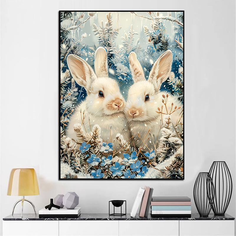 5d DIY Diamond Painting Cross Stitch Cute Little Bunny Diamond Embroidery Mosaic Animal Full Round Drill Home Decor