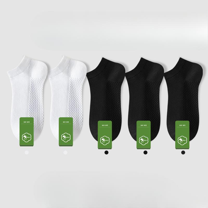 5 Pairs of Men's Summer Thin Pure Cotton Sweat Absorbing Deodorant Mesh Short Cotton Socksjavascript: