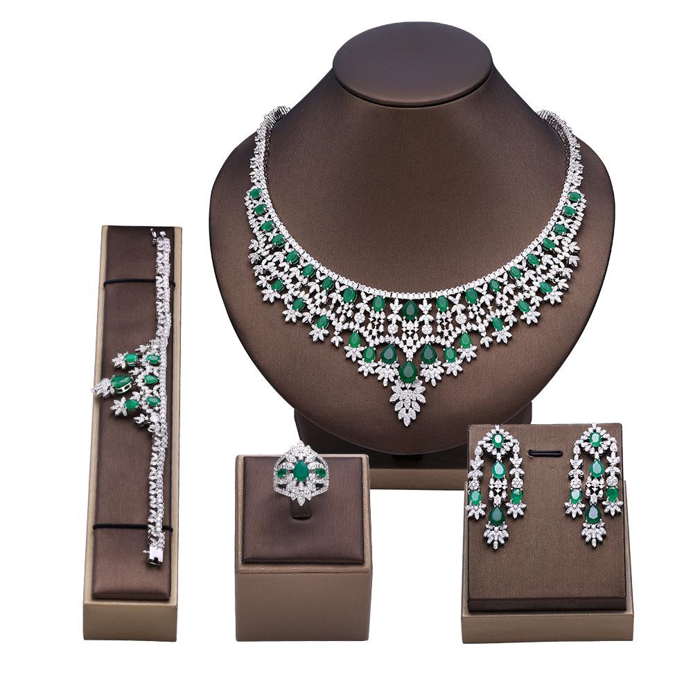 Arabian Bridal Chain Elegant Luxury Red Sapphire Set with Heavy Industry Jewelry Ladies Jewelry