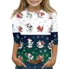 Christmas Children's 3/4 Sleeve Tops Casual  Printed Daily T Shirt Round Neck Pullover Blouse