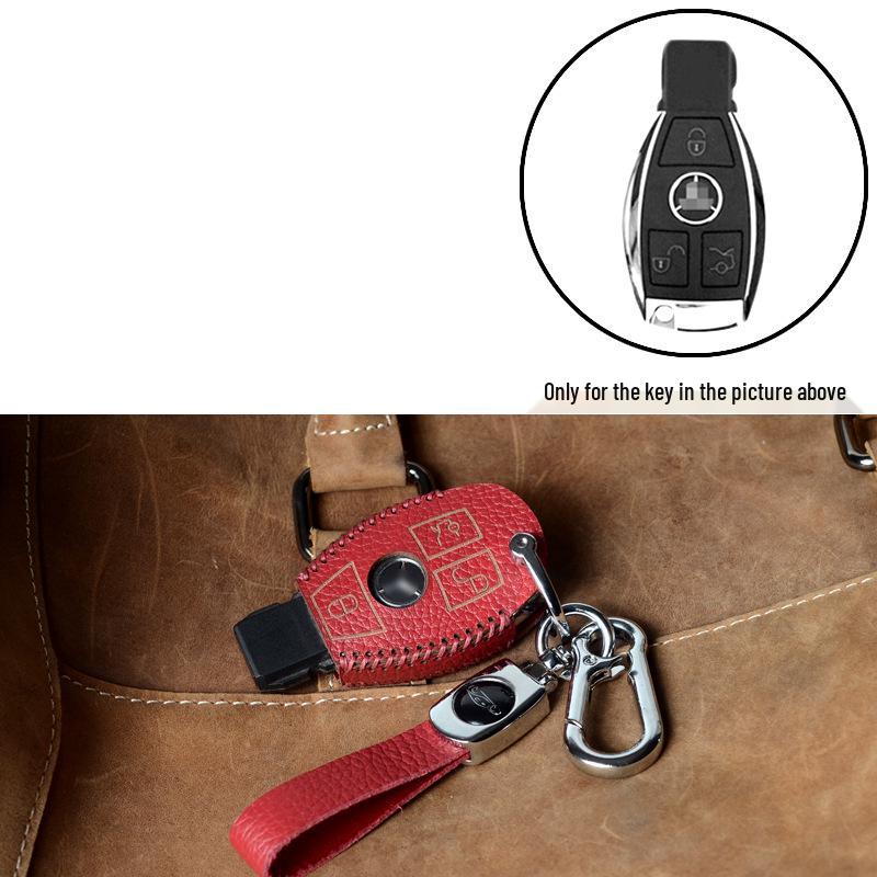 TPU Full-Wrap Cowhide Key Case for Mercedes E-Class & C-Class (E300L, C260L, C200L, GLC) - Unisex Design