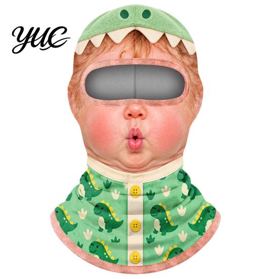 Funny Face Balaclava Baby Mask, Breathable Ice Silk Cover, Anti-Slip Covering Full Protection Neck Gaiter for Outdoor Cycling Riding Sun Mask