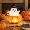 Festive Ghost Glow Lamp Halloween Cute Light Up Decoration, Small Statue Night Light, Glowing Desk Ornament Resin Table Decoration for Indoor,