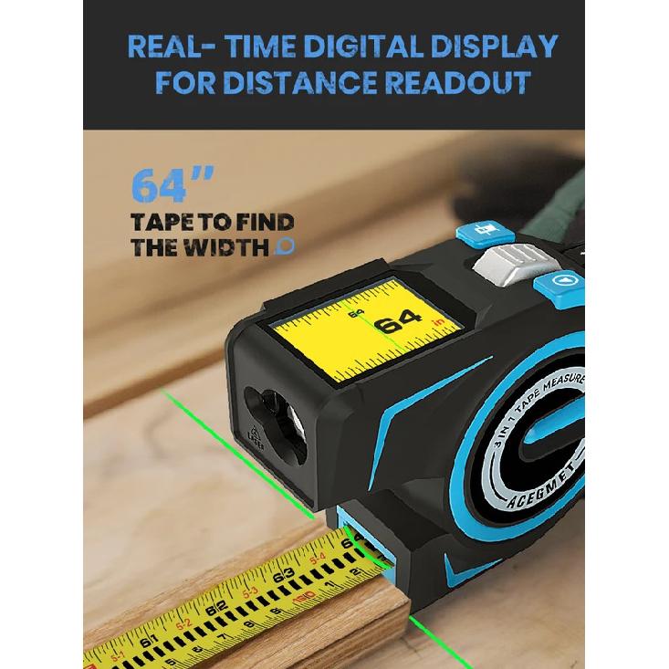 Laser Tape Measure 100M Professional Laser Distance Meter with Instant Digital Readout, Green Laser Line Marking