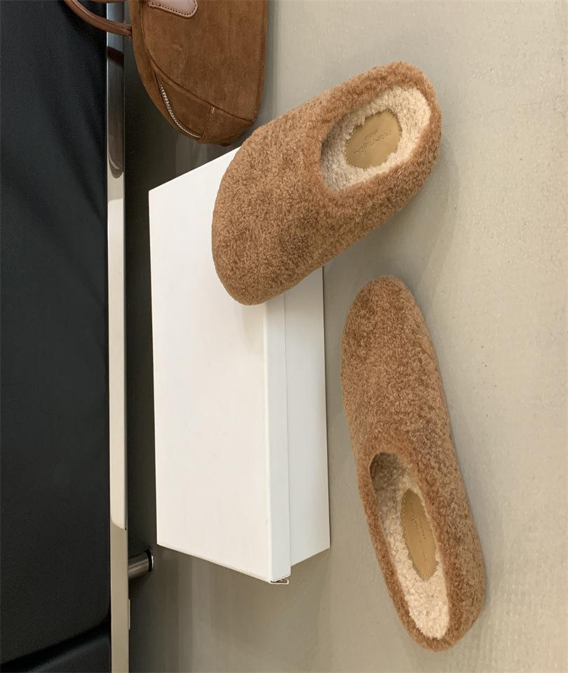 Baotou half slippers fashionable outer wear 2025 autumn and winter muffin thick-soled versatile one-pedal lazy shoes lamb wool cotton mop