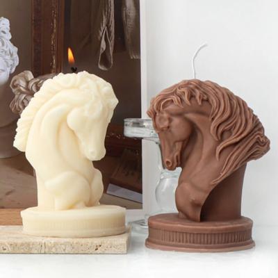 1Pc Horse Head Statue Candle Silicone Mold Bust Riding Sculpture Art Figurine Animal Poney Candle Mould