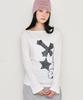 OURSAYSOUR Cross Flower Stud Long Sleeve White
