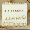 Stainless steel fashionable stud earrings - simple zirconia ear hoop set of earrings