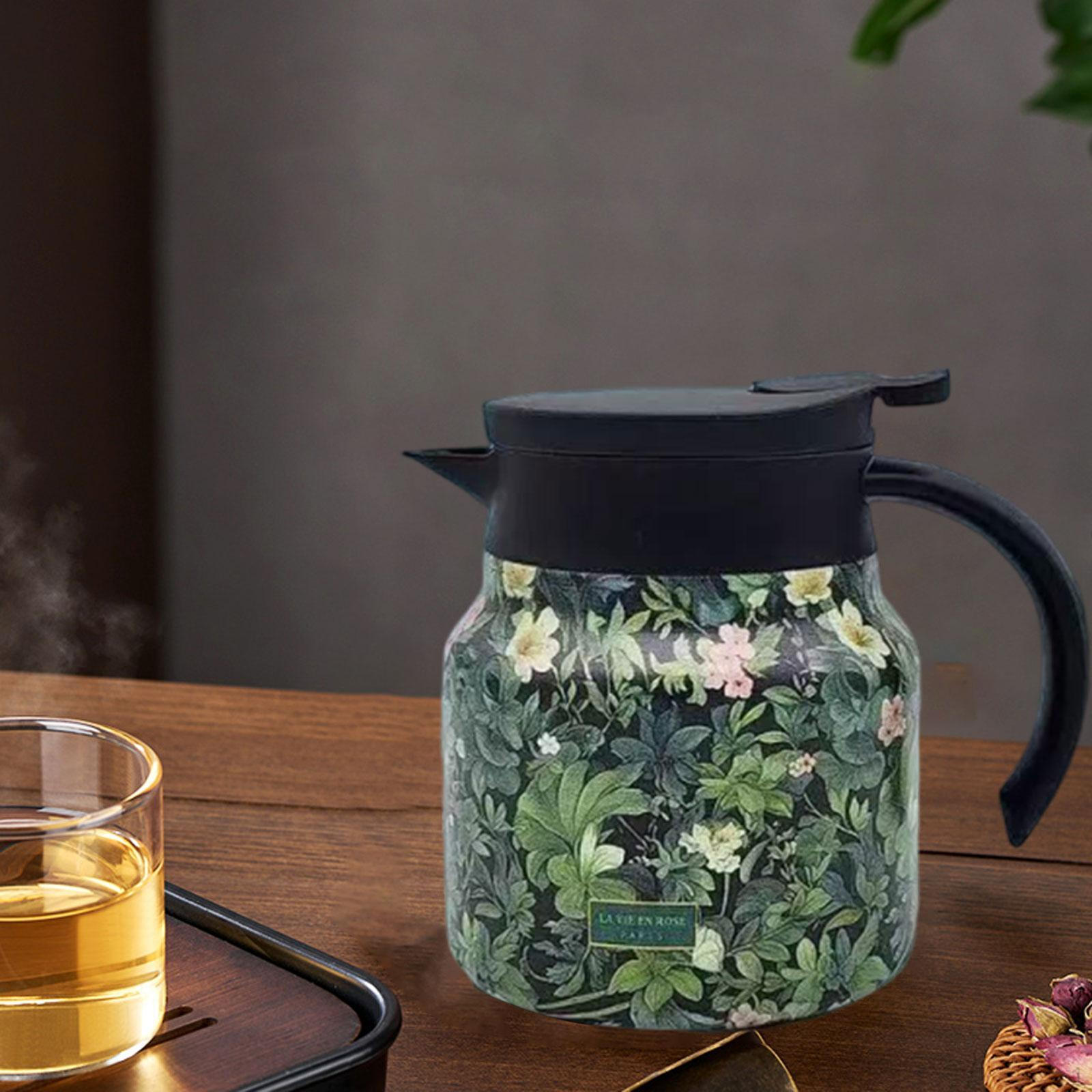 

Tea Pitcher Beverage Container with Infuser Flask for Drinks Water Jug Insulated Kettle Coffee зелёный