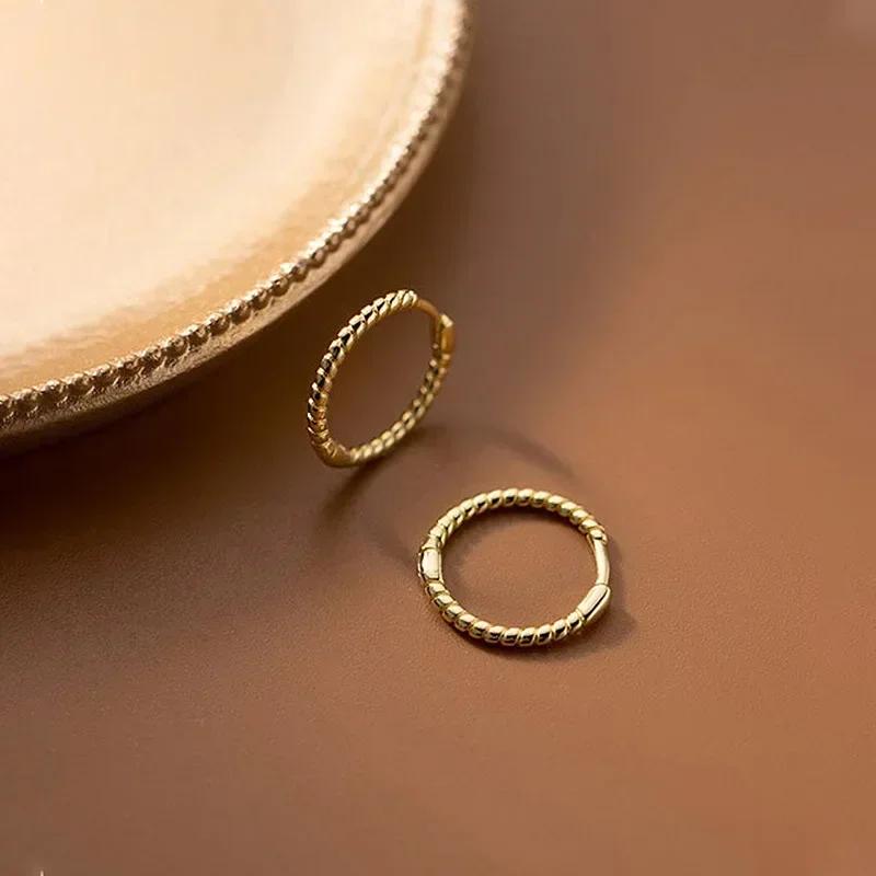 classic simple temperament gold Color Stainless Steel Twist Round Hoop Earring for Women Charm korea Earring Jewelry Accessories