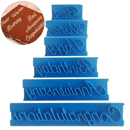 6Pcs Blessing Letter Cake Mold Fondant Chocolate Decorating Home DIY Baking Tool