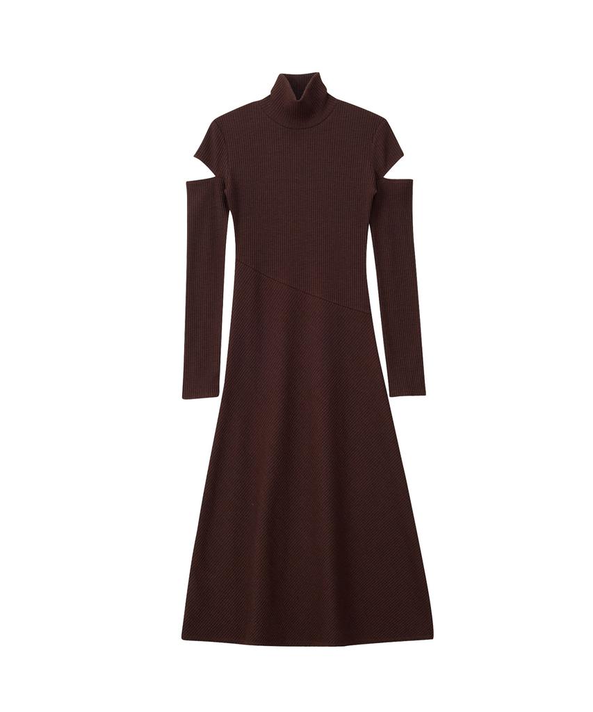 Salon De Yon High Neck Cut-Out Long Dress_ Brown
