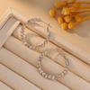 Silver Needle Geometric Heart Hoop Earrings - Retro & High-End Style for a Bold Look