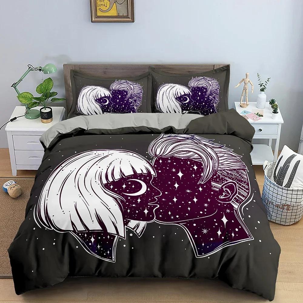 Σετ Πάπλωμα Lovers Kiss Σετ Κλινοσκεπασμάτων Προσωπικότητας Για Υπνοδωμάτιο Κοριτσιών Μονό Διπλό Queen King Μέγεθος Κάλυμμα Πάπλωμα Με Μαξιλαροθήκη