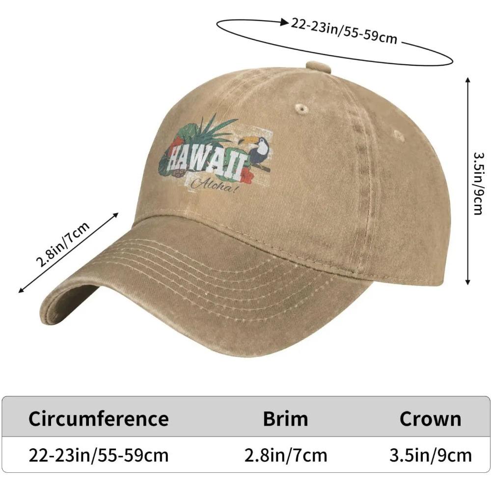 Funny Hawaii Vintage Distressed Adjustable Washed Denim Mens Dad Trucker Hat Baseball Ball Cap for Men
