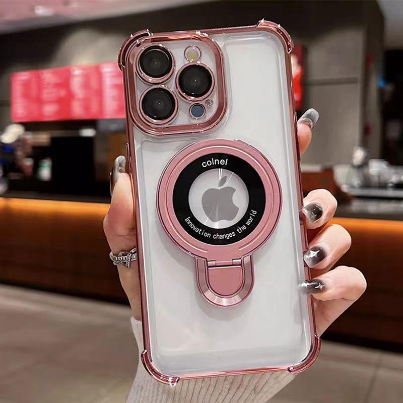 Für Apple 17promax Vier-Ecken-Sturzschutz Handyhülle für IPhone16 Ständer 15 Galvanisiertes Acryl Zwei-in-Eins