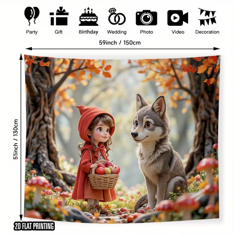 2D Whimsical Little Red Riding Hood Photography Background