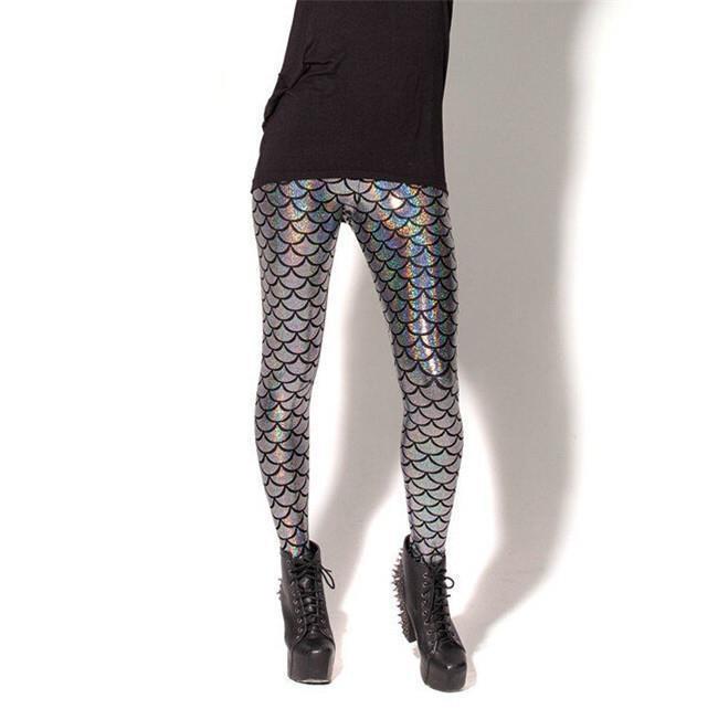 3D digitální potisk rybí šupiny jednodílné legíny na podzim/zimu