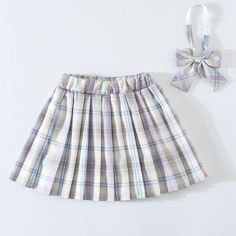 Girls  2025 JK Academy-Style Plaid Pleated Skirt - Spring/Summer Short Skirt 170cm
