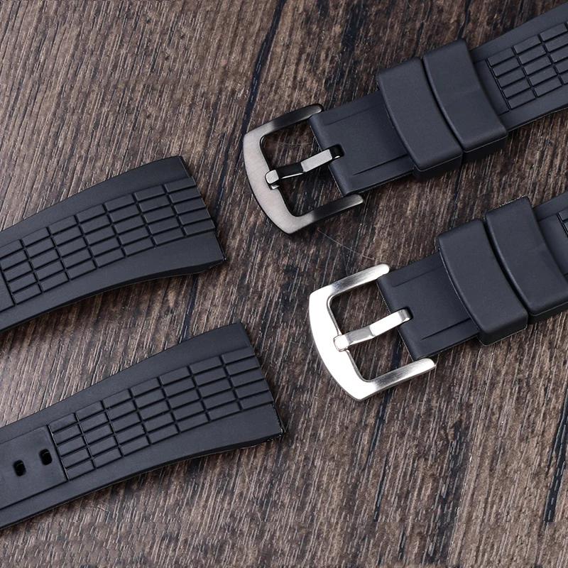 26mm For Seiko Watch with VELATURA Series Silicone Bracelet SRH006 SPC007 Black Men's Accessories