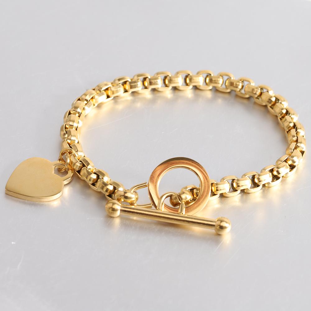 

Personalised Love Stainless Steel Peach Heart Letter Bracelet Love Charm Simple Friendship Pendant 20cm золотой