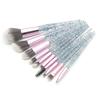 10Pcs Rhinestone Crystal Glitter Makeup Brushes Set Professional Foundation Brushes