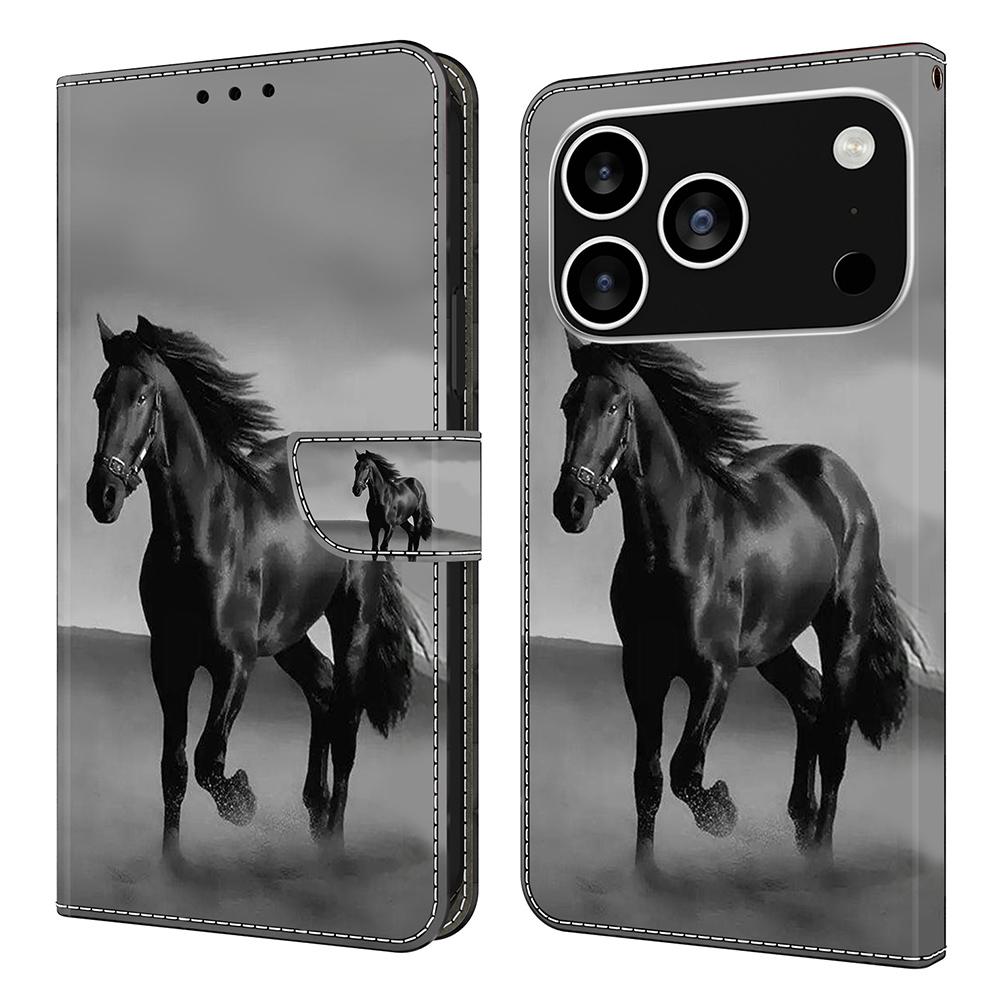 For iPhone 17 Pro Max Case Magnetic Clasp 3D Pattern Leather Wallet Phone Cover