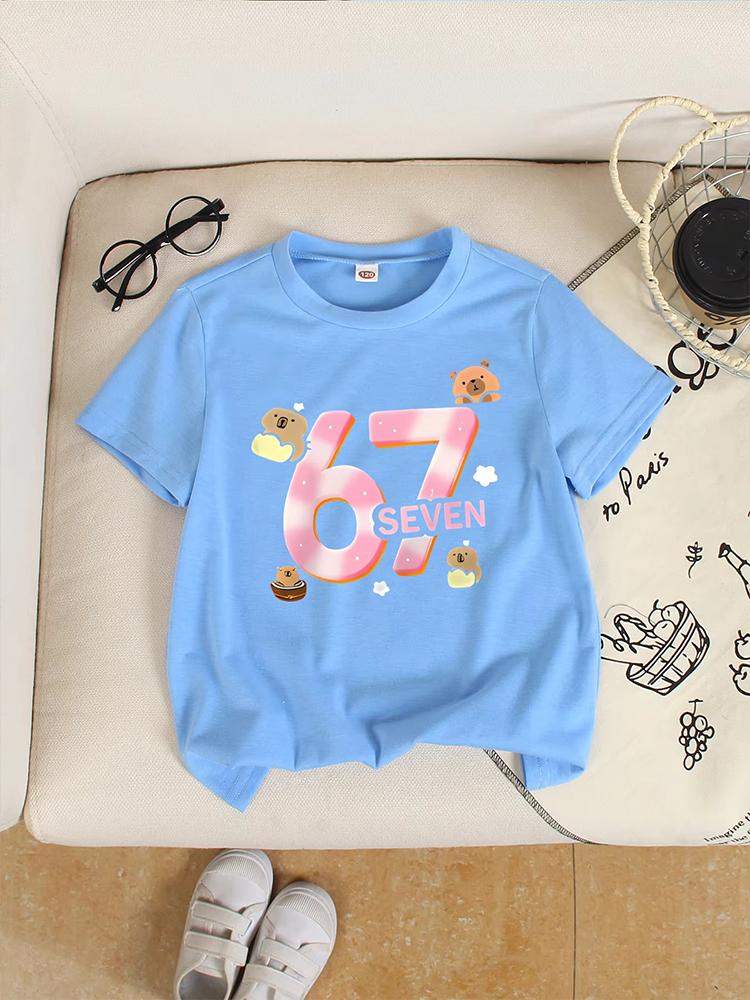 Kids 67 Themed Colorful Print TShirt Soft Cotton Fabric Breathable and Comfortable Ideal for Toddlers and Childrendf0370