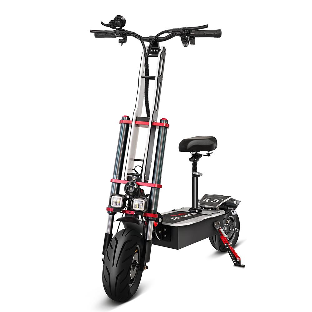 TIFGALOP K8 Czarny 6000W Podwójny Napęd Bateria 60V38AH 12 calowe Opony Szosowe Trzy Amortyzatory Hydrauliczne Hulajnoga Elektryczna
