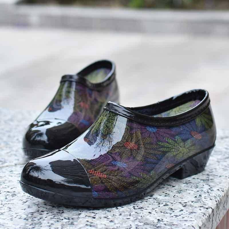 Low-top kitchen work rain shoes women's water shoes light-mouth rain boots spring and summer low tube anti-skid car wash anti-skid rubber shoes