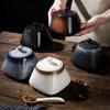 Ceramic Seasoning Jar with Lid, Spice Jar with Spoon, Salt and Pepper, Sugar Jar, Spice Storage Box, Kitchen Storage Container