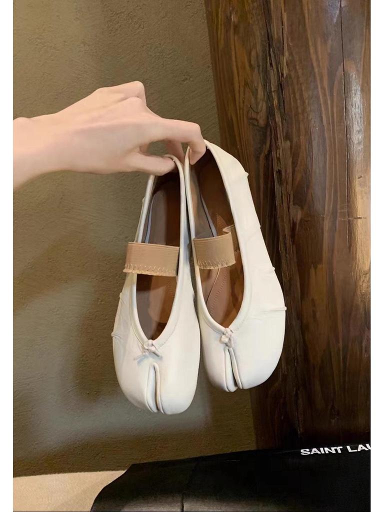 Γυναικεία Μοβ Μαμά Μαλακής Σόλας Επίπεδα Loafers με Λουράκι Διχάλας Δακτύλων με Χοιροδίκτυλο