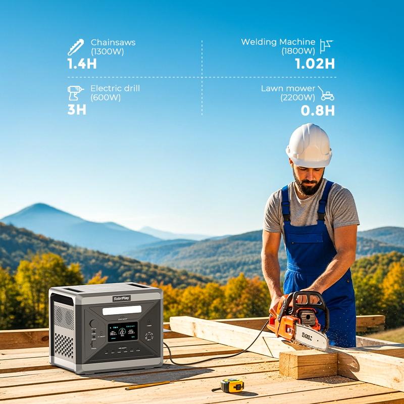 Solarplay Q2501 2400W 2160Wh Portable Power Station with Trolley Wheels LiFePO4 Ups Generador Solar