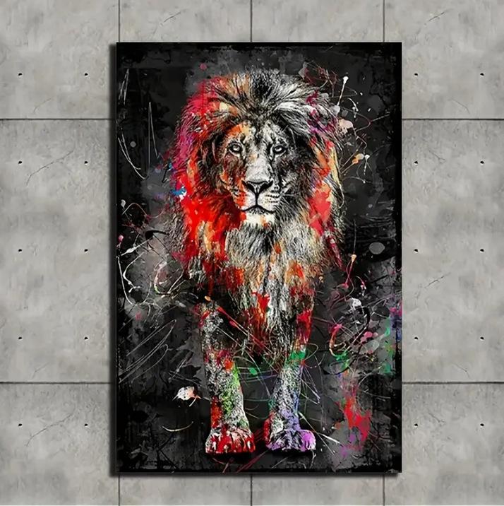 

Wooden Frame Retro Lion Tiger Canvas Poster - Decorative Wall Art for Office, Bathroom, and Living Room 11.8x15.7in/30x40cm