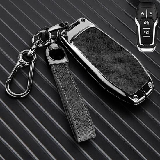 Zinc Alloy Leather Car Smart Key Fob Case Cover Bag For Lincoln MKX MKZ MKC