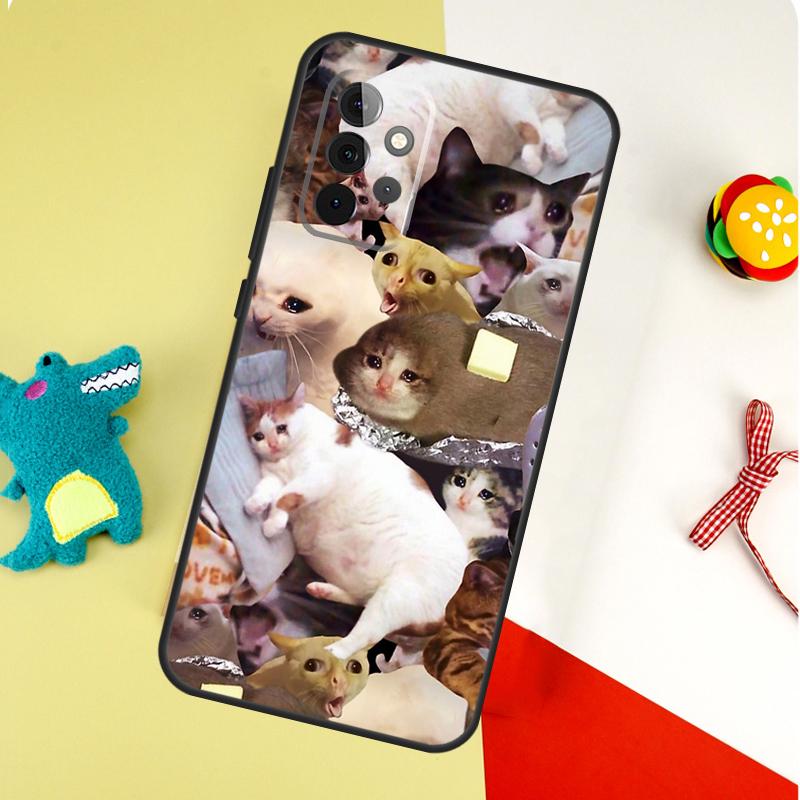 Crying Cat Memes And Dog For Samsung Galaxy A05 A06 A16 A54 A34 A14 A55 A35 A15 A53 A33 A13 A22 A32 A52 Phone Case