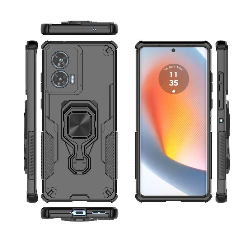 For Motorola Edge 50 Fusion 5G Phone Case WANLONFENG PC TPU Back Cover Kickstand with Tempered Glass