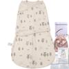 Manta Swaddle Hirashinn para Recém-Nascidos [Patenteada, Ajuste Único de 3 Vias, Certificada IHDI] 100% Algodão Natural, Aberturas para os Braços, Refletora Anti-Moro, Zíper Duplo