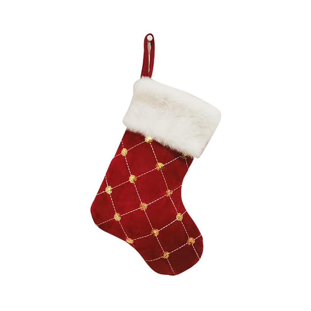 Christmas Stockings Sequin with Lanyard Non-fading Gift Candy Bag Tear-resistant Hanging Pendant Household Fireplace